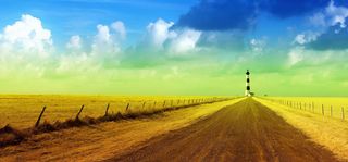 秋冬金色麦田道路海报banner高清