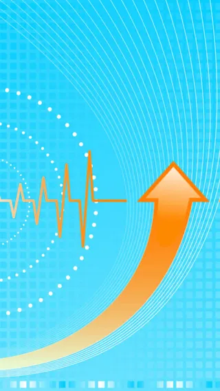 黄色上升箭头H5背景元素高清