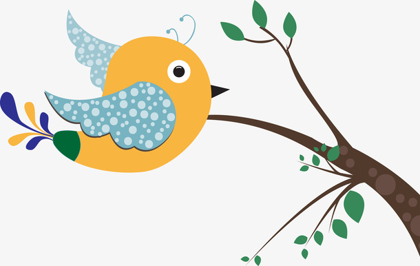 创意设计小鸟树枝矢量图免抠