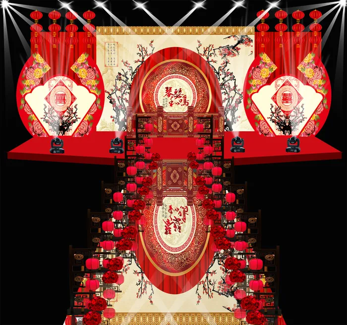 喜庆中式婚礼背景素材高清