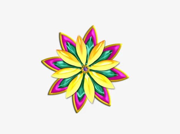 五彩流光绚丽花朵装饰免抠