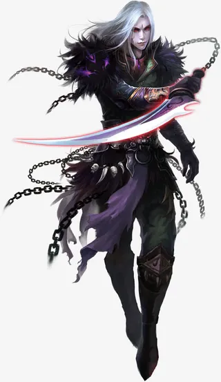 白色长发红色光效宝剑效果免抠