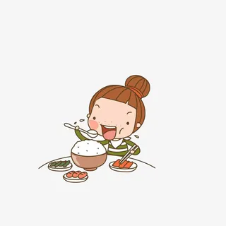 大口吃饭的女孩免抠
