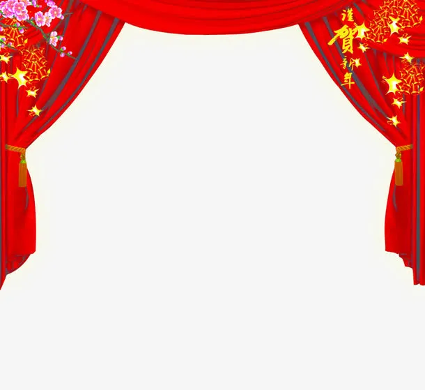 红色幕布免抠