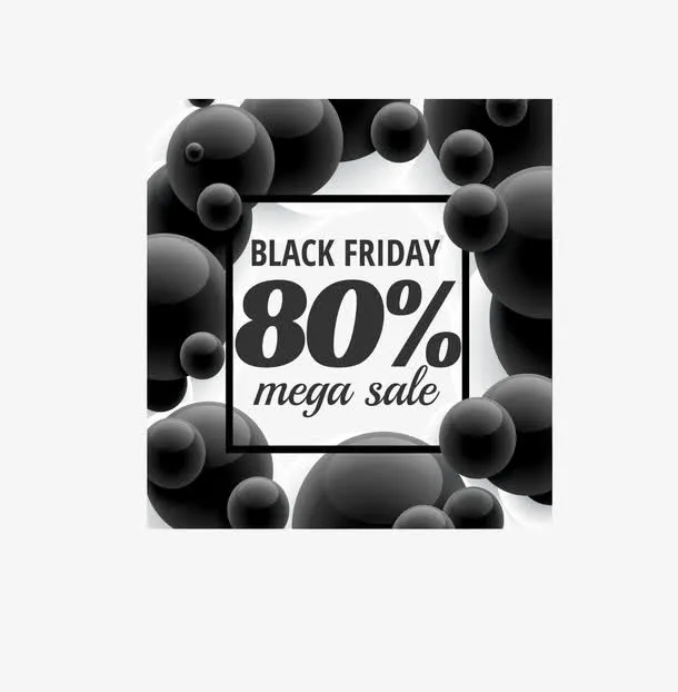 黑色圆球边框海报免抠