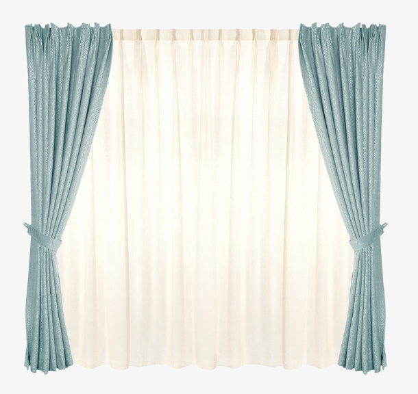 小清新的浅色窗帘免抠