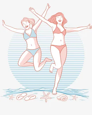 手绘比基尼美女免抠