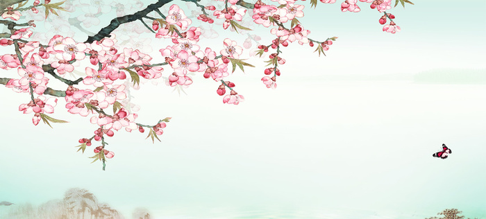 水墨桃花背景高清