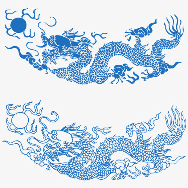 中国风  中国龙底纹免抠