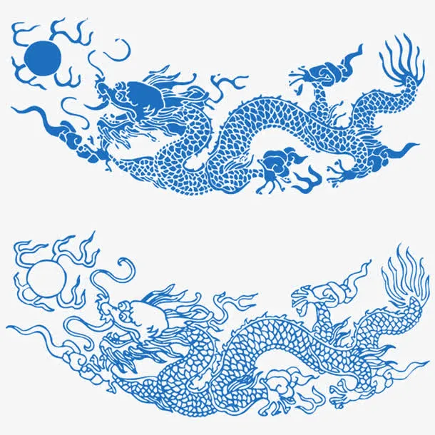 中国风  中国龙底纹免抠