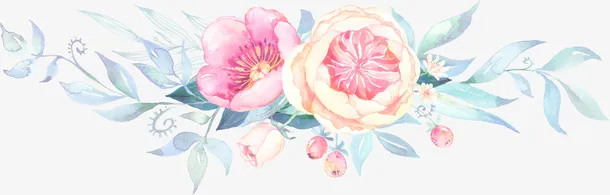 粉色水彩的花朵免抠