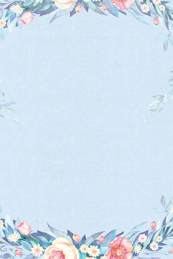 浅蓝色手绘女装花卉背景高清