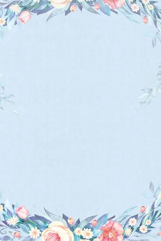 浅蓝色手绘女装花卉背景高清