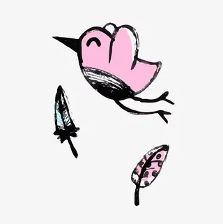 手绘粉碎小鸟羽毛矢量图免抠