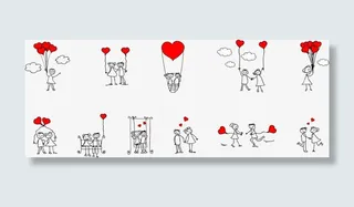 矢量爱情婚礼小人免抠