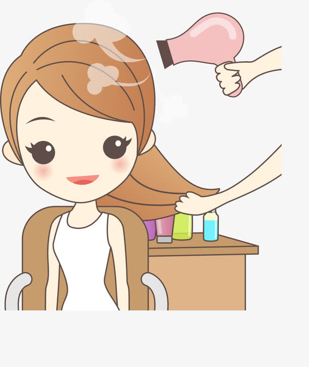 卡通人头发护理女生免抠