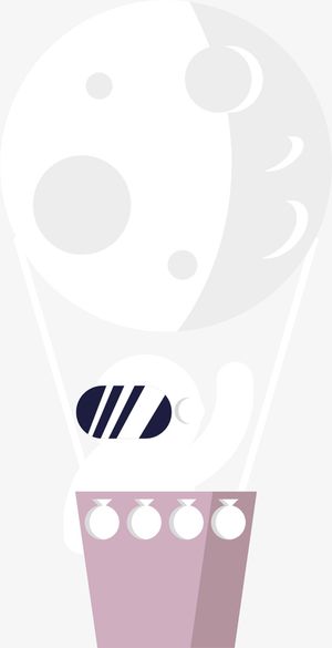 白色星球热气球宇航员免抠