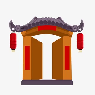 手绘水彩中国风房子免抠图免抠