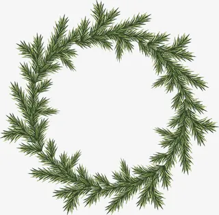 松树枝花环免抠