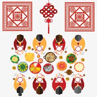 矢量卡通聚会俯视图免抠