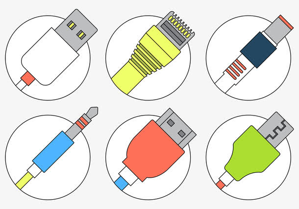 各种风格数据线头图标免抠