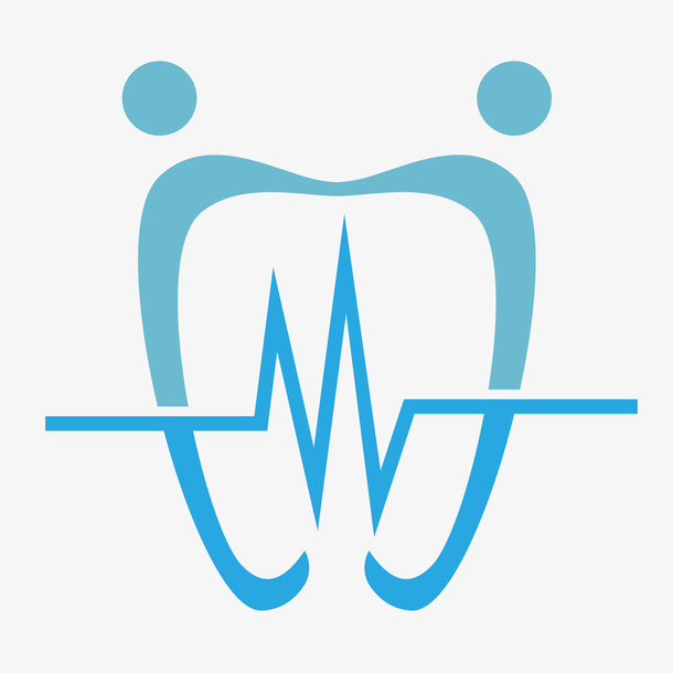蓝色心电图牙齿标志免抠