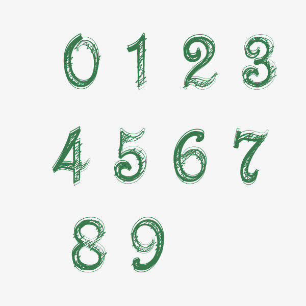数字 卡通 绿色 粉笔字免抠