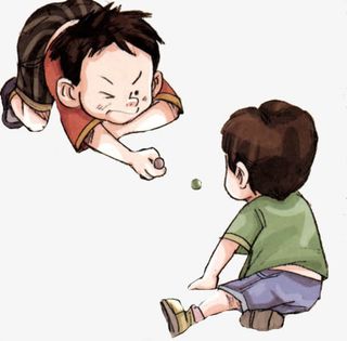 两个男孩玩弹珠免抠