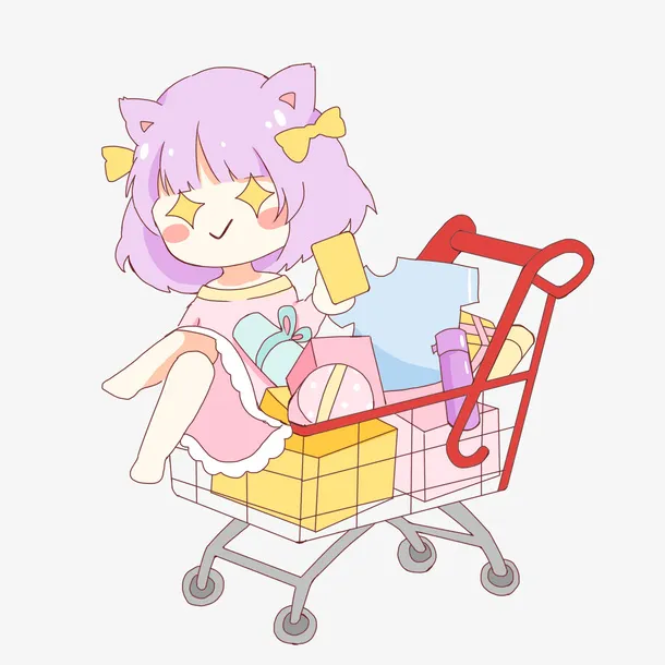购物车里的女孩免抠