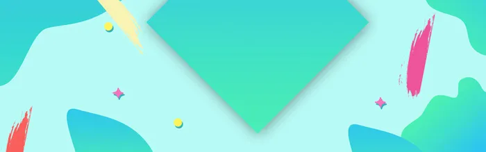 蓝青色小清新简约三角树叶banner背景高清