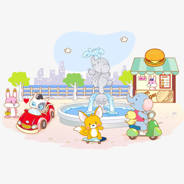 水彩动物乐园免抠