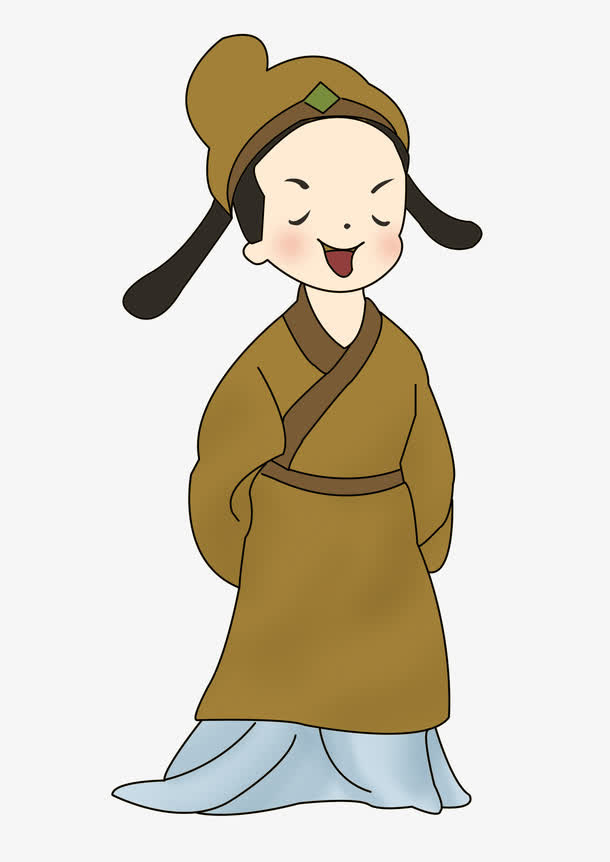 穿古装的在朗诵的卡通人物免抠