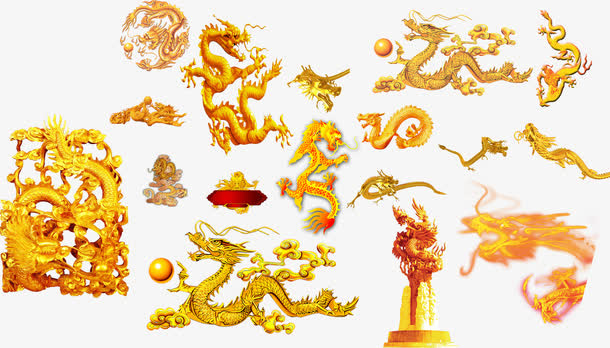 金色中国龙免抠