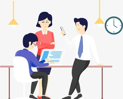 卡通暑假实习交流插画场景免抠