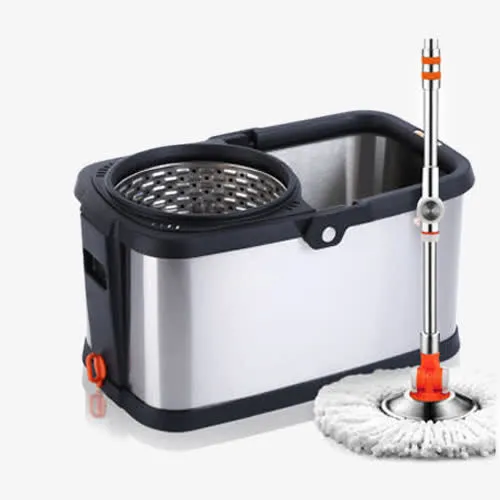 不锈钢双驱动旋转拖把桶免抠