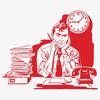 红色复古人物插图免抠