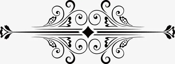 手绘黑白对称花纹免抠