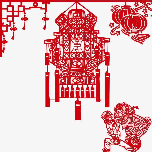 红灯笼剪纸免抠
