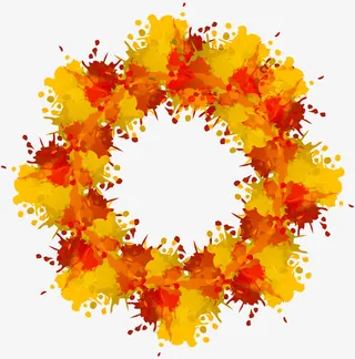 黄色泼墨效果边框免抠