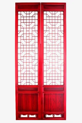 中国风红色古典门框免抠