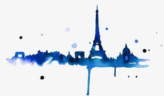 蓝色水彩城市PNG免抠