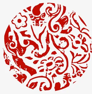 红色中国风圆形印章七夕情人节免抠