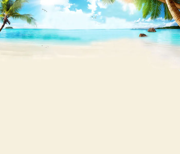 椰树海风沙滩海洋风景阳光夏日背景高清