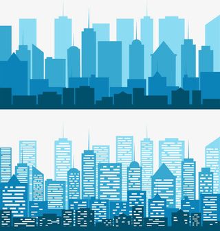 城市剪影建筑物免抠