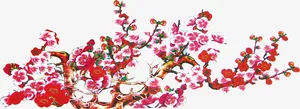手绘中式梅花植物免抠