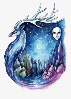 矢量夜晚森林插画免抠 矢量夜晚森林插画免抠