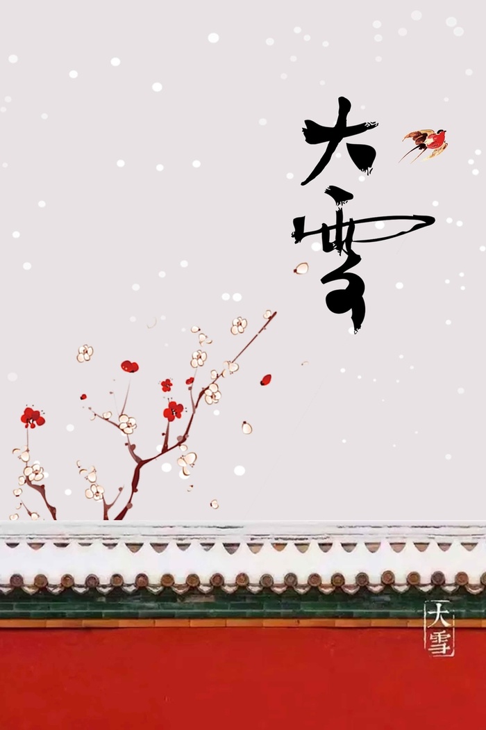 中式宫墙大雪节气高清