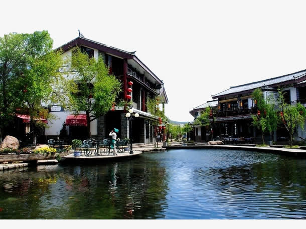 小镇美景免抠背景摄影风景元素