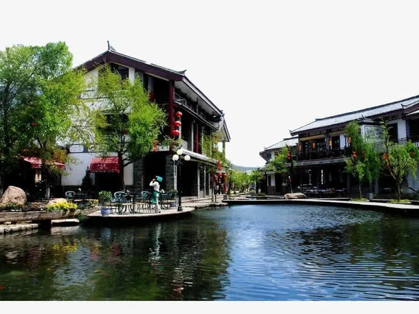 小镇美景免抠背景摄影风景元素