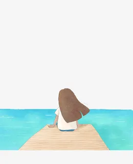 海边孤单的背影免抠 海边孤单的背影免抠